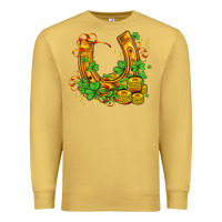 Antique Gold horseshoe with shamrocks and coin Premium Sweatshirt - AdoDesignShop
