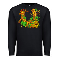 Black horseshoe with shamrocks and coin Premium Sweatshirt - AdoDesignShop