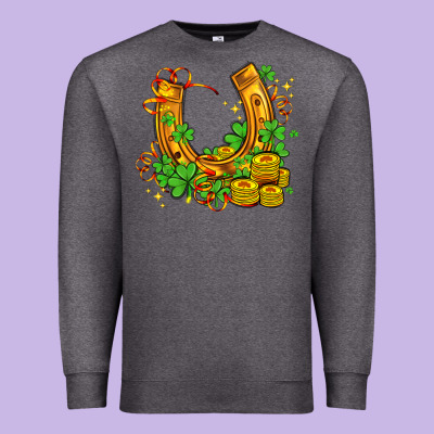 Horseshoe With Shamrocks And Coin Premium Sweatshirt Designed By Adodesignshop