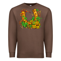 Chestnut horseshoe with shamrocks and coin Premium Sweatshirt - AdoDesignShop