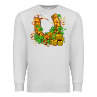 Dove Grey horseshoe with shamrocks and coin Premium Sweatshirt - AdoDesignShop