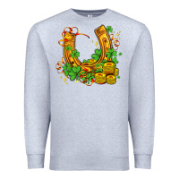 Heather Grey horseshoe with shamrocks and coin Premium Sweatshirt - AdoDesignShop