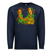 Navy horseshoe with shamrocks and coin Premium Sweatshirt - AdoDesignShop
