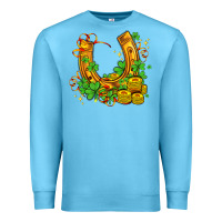 Ocean Blue horseshoe with shamrocks and coin Premium Sweatshirt - AdoDesignShop