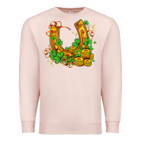 Pale Pink horseshoe with shamrocks and coin Premium Sweatshirt - AdoDesignShop