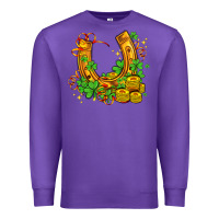 Purple horseshoe with shamrocks and coin Premium Sweatshirt - AdoDesignShop