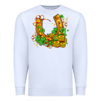 White horseshoe with shamrocks and coin Premium Sweatshirt - AdoDesignShop