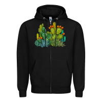Black watercolor cactus Zipper Hoodie - BarkalooDesign