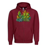 Burgundy watercolor cactus Zipper Hoodie - BarkalooDesign