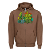 Chestnut watercolor cactus Zipper Hoodie - BarkalooDesign