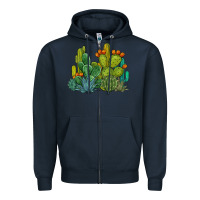 Navy watercolor cactus Zipper Hoodie - BarkalooDesign