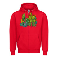 Red watercolor cactus Zipper Hoodie - BarkalooDesign