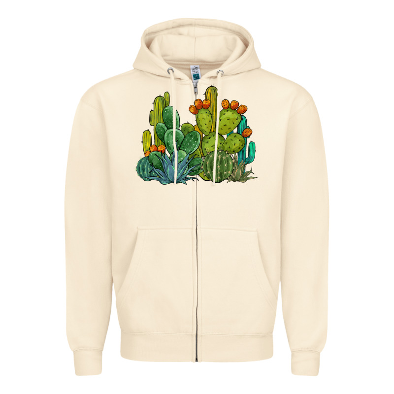 Watercolor Cactus Zipper Hoodie by BarkalooDesign | Teevron