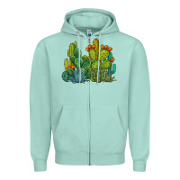 Seafoam watercolor cactus Zipper Hoodie - BarkalooDesign