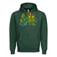 Sports Green watercolor cactus Zipper Hoodie - BarkalooDesign