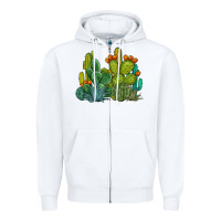 White watercolor cactus Zipper Hoodie - BarkalooDesign