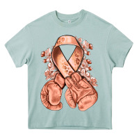Arona Uterine Cancer peach ribbon with boxing gloves Heavy Core Tee - NancyCooperArtShop