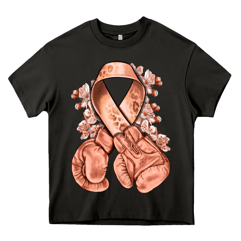 Uterine Cancer Peach Ribbon With Boxing Gloves Heavy Core Tee by NancyCooperArtShop | Teevron