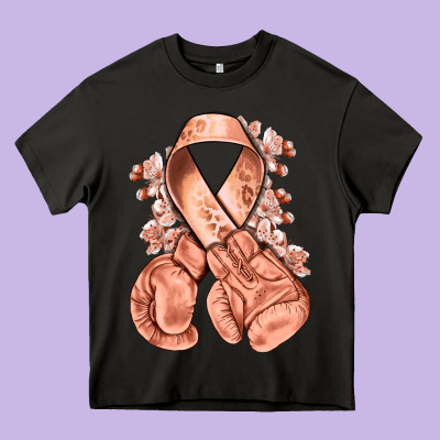 Uterine Cancer Peach Ribbon With Boxing Gloves Heavy Core Tee Designed By Nancycooperartshop