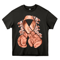 Asphalt Uterine Cancer peach ribbon with boxing gloves Heavy Core Tee - NancyCooperArtShop