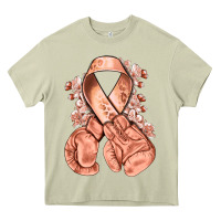 Mossy Uterine Cancer peach ribbon with boxing gloves Heavy Core Tee - NancyCooperArtShop