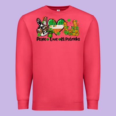 Peace Love St Patricks Premium Sweatshirt Designed By Adodesignshop