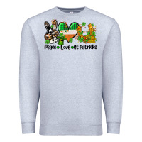 Heather Grey peace love st patricks Premium Sweatshirt - AdoDesignShop