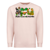 Pale Pink peace love st patricks Premium Sweatshirt - AdoDesignShop