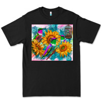 Black hummingbirds sunflower Premium Tee - TumblerDesignByShophia