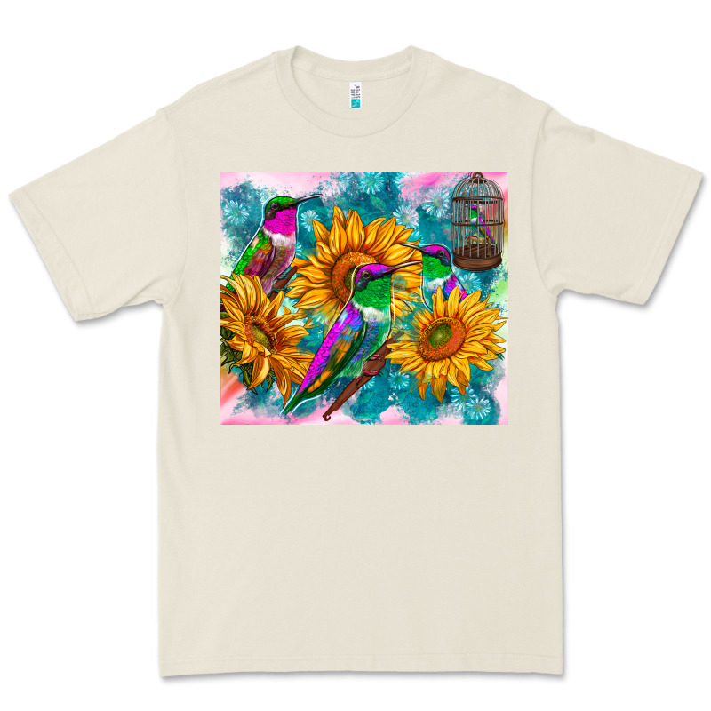 Hummingbirds Sunflower Premium Tee by TumblerDesignByShophia | Teevron