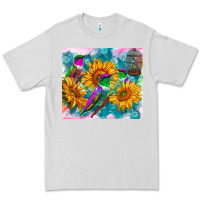 Dove Grey hummingbirds sunflower Premium Tee - TumblerDesignByShophia