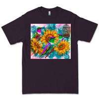 Plum hummingbirds sunflower Premium Tee - TumblerDesignByShophia