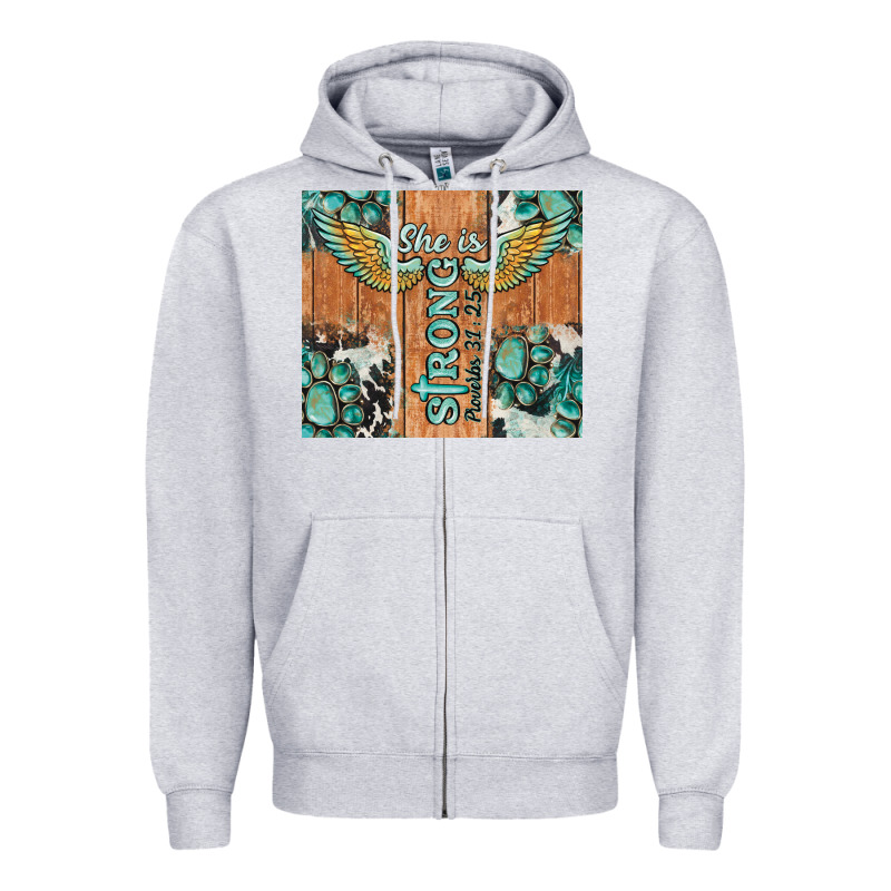 She Is Strong Tumbler Zipper Hoodie by BarkalooDesign | Teevron