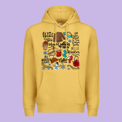 Winter Festive Essentials Premium Hoodie Designed By Cowhidedigitalart
