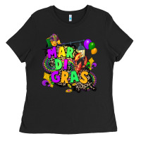 Black louisiana map mardi gras Ladies Tee - CowGirlArtShop