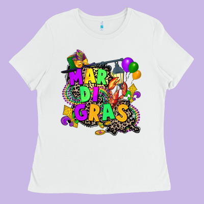 Louisiana Map Mardi Gras Ladies Tee Designed By Cowgirlartshop
