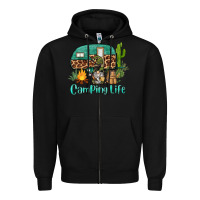 Black camping life caravan and gnome Zipper Hoodie - BarkalooDesign