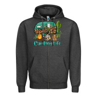 Charcoal Heather camping life caravan and gnome Zipper Hoodie - BarkalooDesign