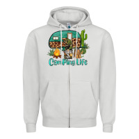 Dove Grey camping life caravan and gnome Zipper Hoodie - BarkalooDesign