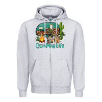 Heather Grey camping life caravan and gnome Zipper Hoodie - BarkalooDesign