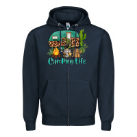 Navy camping life caravan and gnome Zipper Hoodie - BarkalooDesign