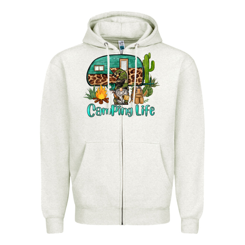 Camping Life Caravan And Gnome Zipper Hoodie by BarkalooDesign | Teevron