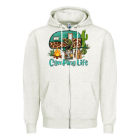 Oatmeal Heather camping life caravan and gnome Zipper Hoodie - BarkalooDesign