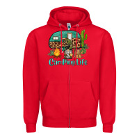 Red camping life caravan and gnome Zipper Hoodie - BarkalooDesign