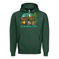 Sports Green camping life caravan and gnome Zipper Hoodie - BarkalooDesign