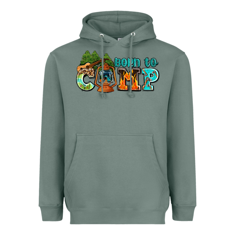 Born To Camp With Guitar Heavyweight Hoodie by AdoDesignShop | Teevron