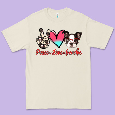 Peace Love Frenchie Premium Tee Designed By Jasminsmagicworld