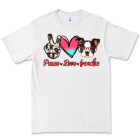 White Peace Love Frenchie Premium Tee - Jasminsmagicworld