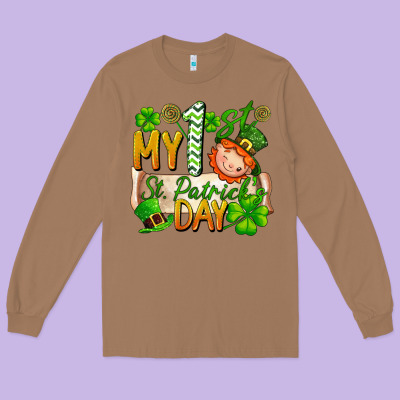 My 1st St Patricks Day Long Sleeve Tee Designed By Fadigitalartstudio