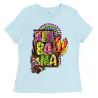 Baby Blue mardi gras alabama map Ladies Tee - CowGirlArtShop